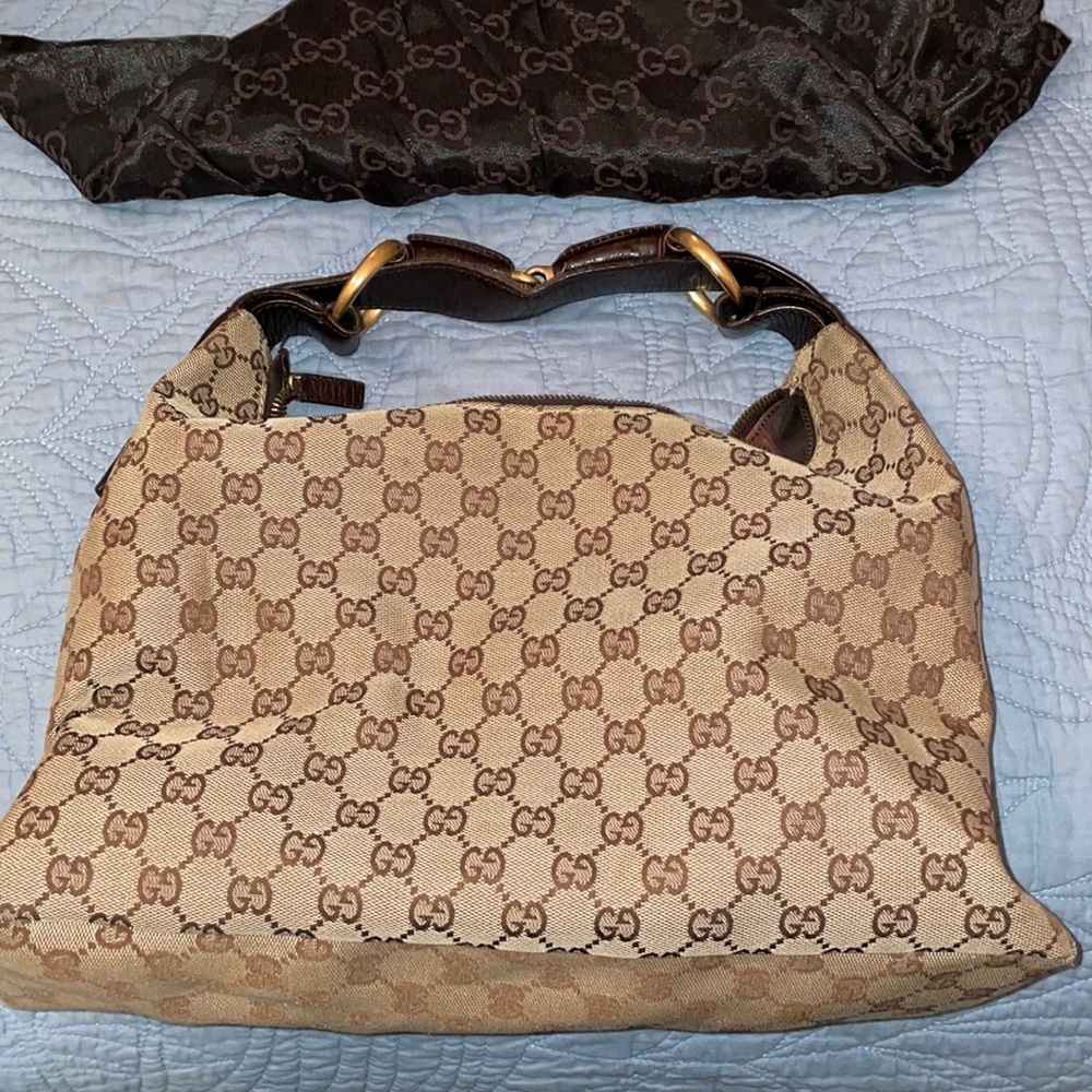 Gucci canvas Horsebit Hobo tote